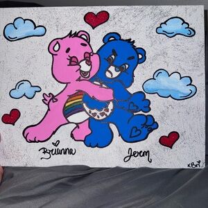Pink and Blue Bear Art Print